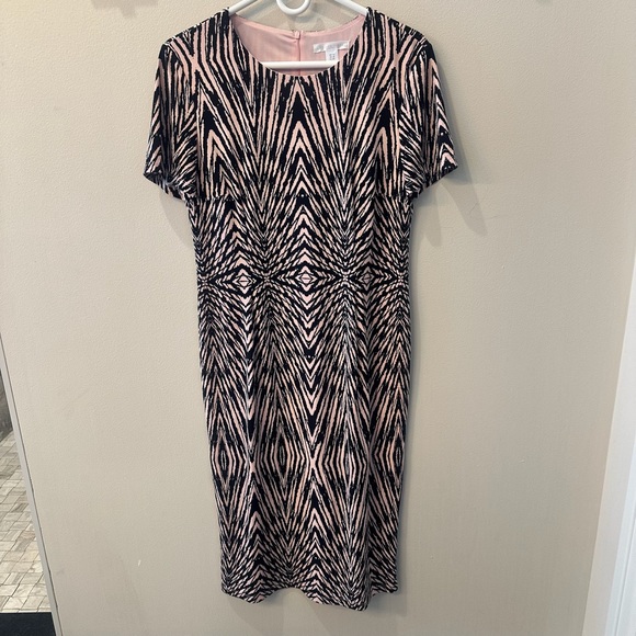 LONDON TIMES WOMEN'S DRESS BLACK AND PINK GEO DESIGN SIZE 10 - Picture 4 of 6